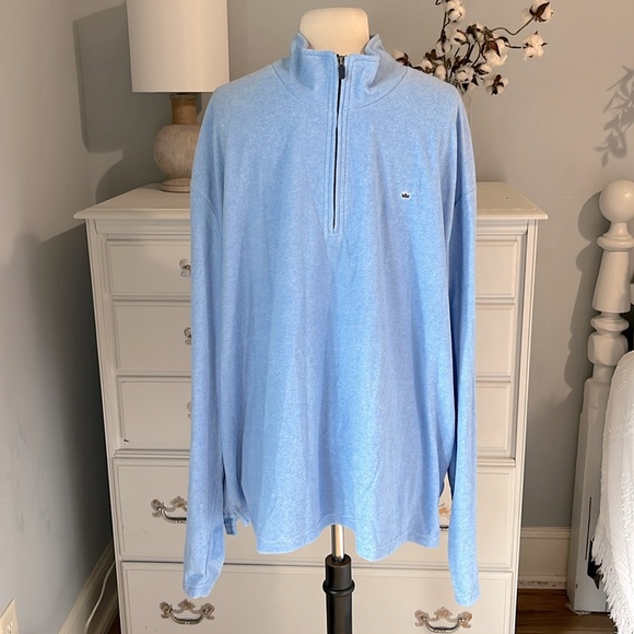 Crown & Ivy Sweater Baby Blue Pullover Zip Neck Lightweight Mens XXL Preppy Golf - Picture 1 of 13